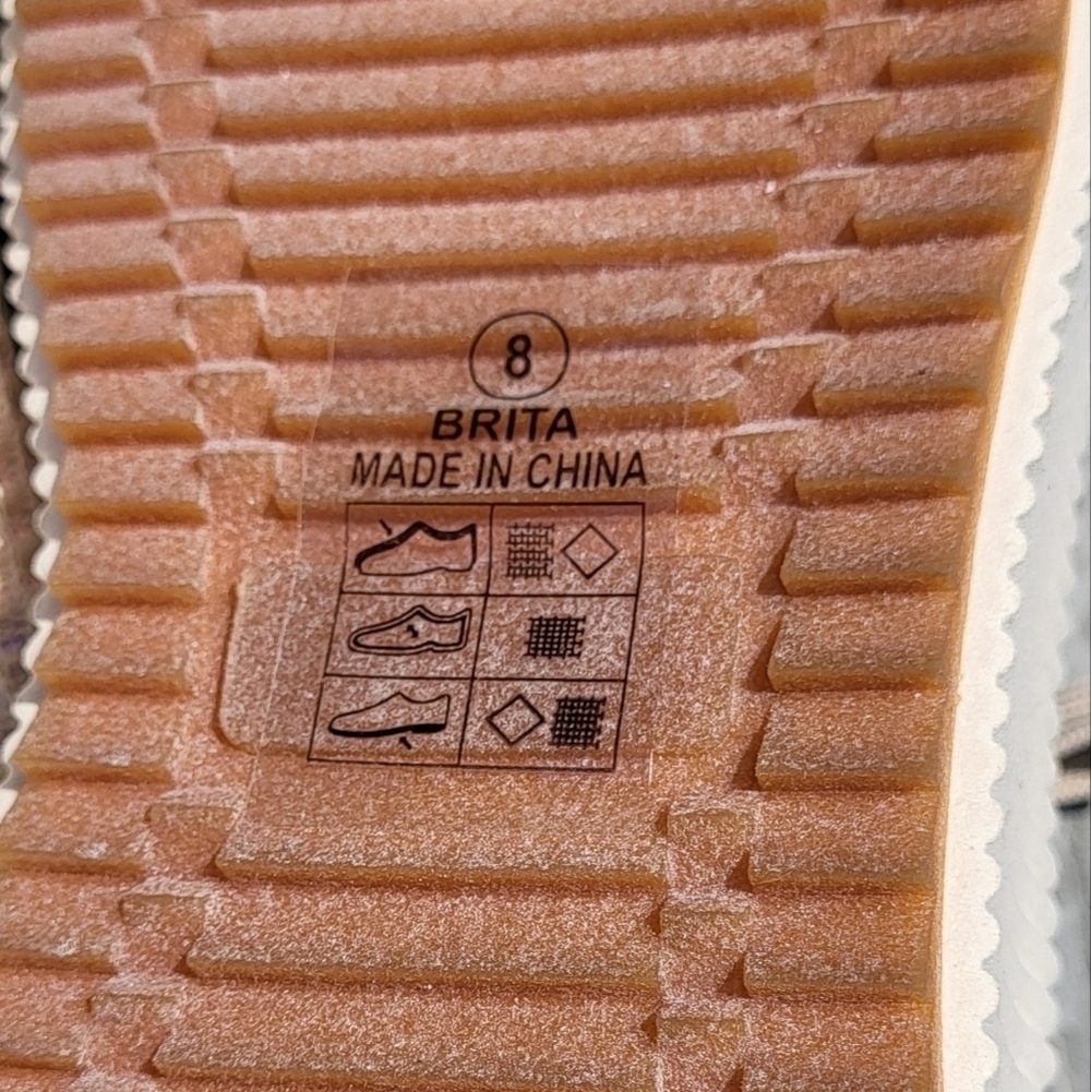 Brita Beige Mist Platform Patchwork Wedge Lace Sn… - image 4